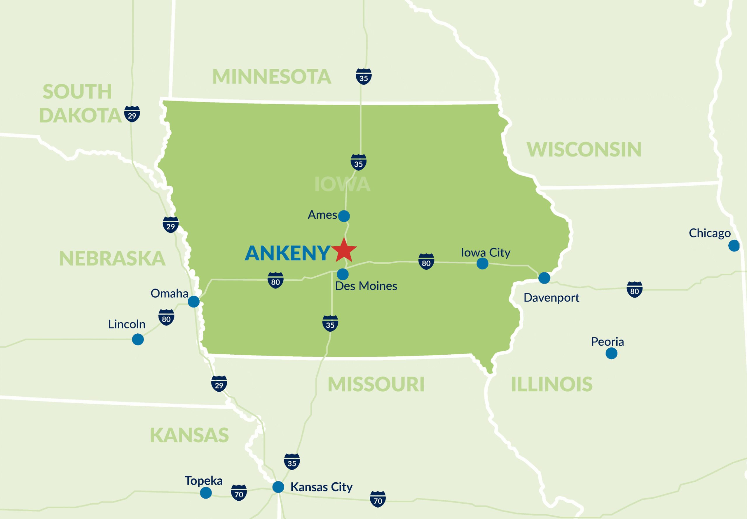 Map of Ankeny, Iowa showing the neighborhoods covered by NeatNest cleaning services